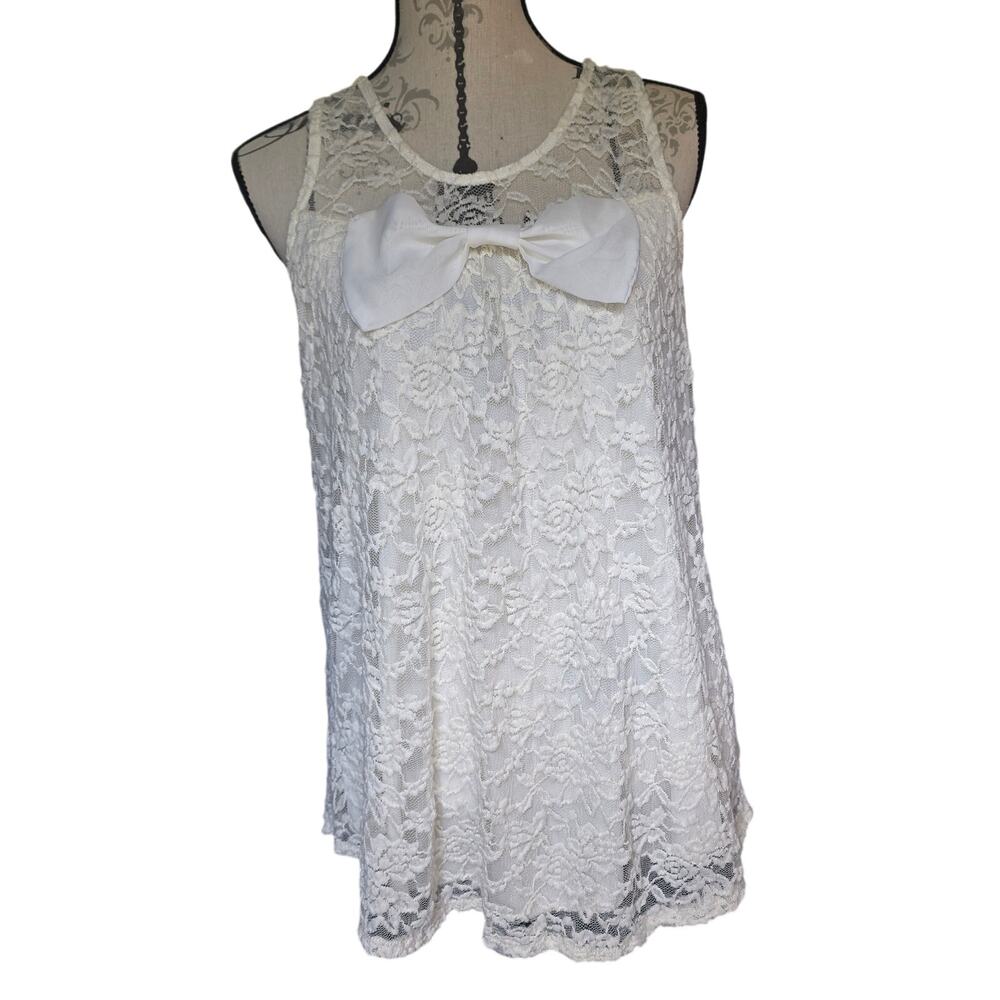 Coquette Lace Cottagecore Maternity Bow Top White Size XL